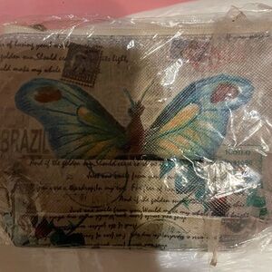 Butterfly Print Canvas Pouch